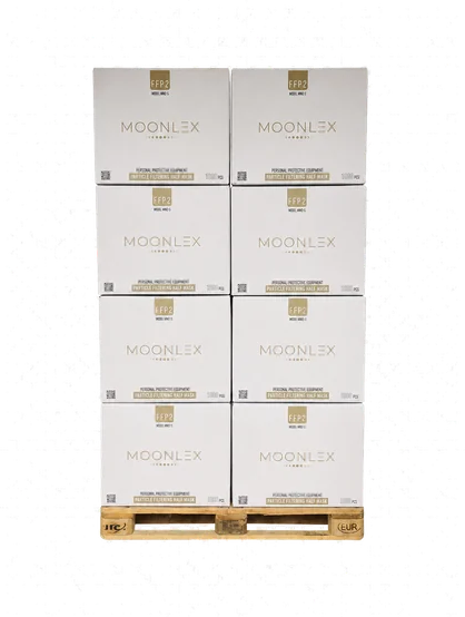 A full EPAL pallet of MOONLEX master cartons ready for despatch